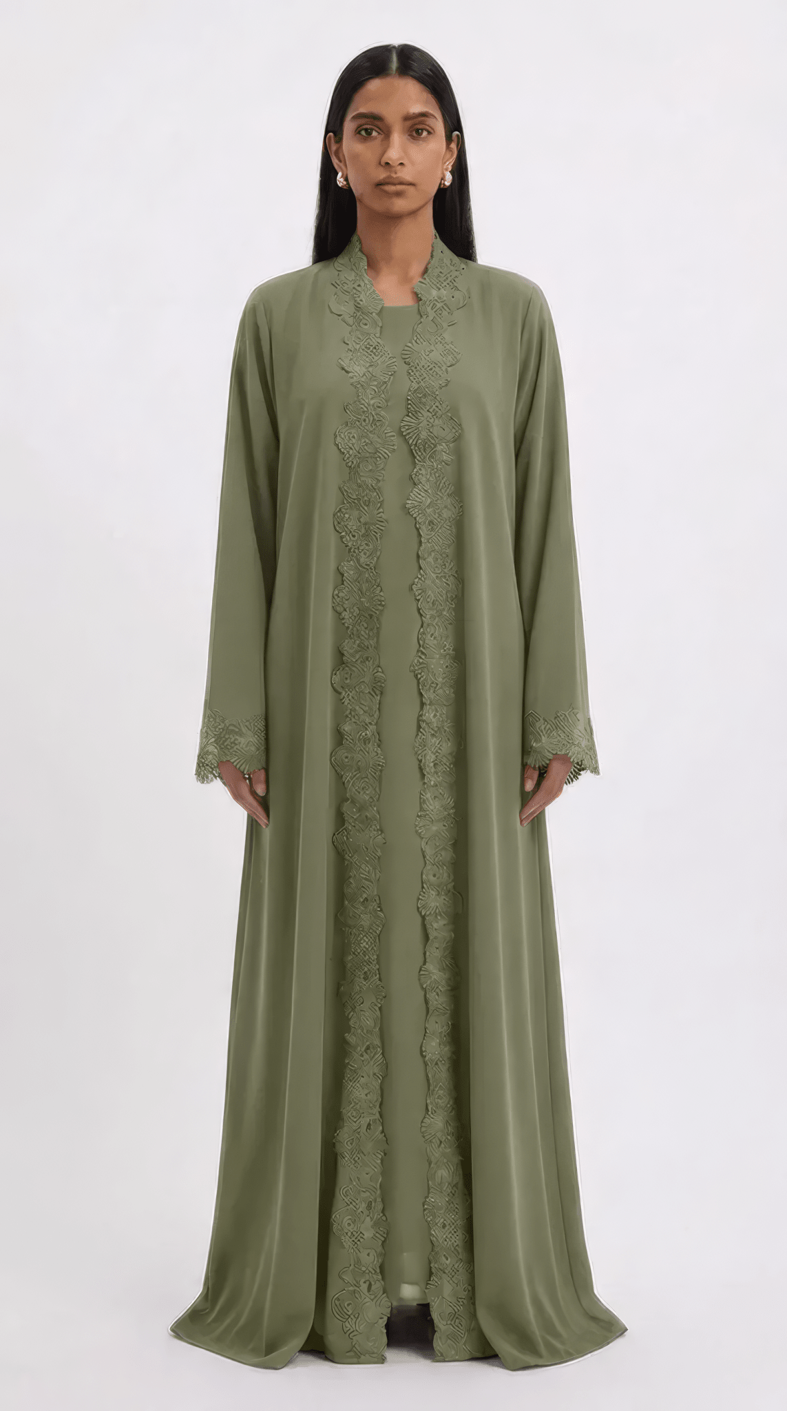 Nooré Abaya | Lace-Detail Modest Abaya - minoura