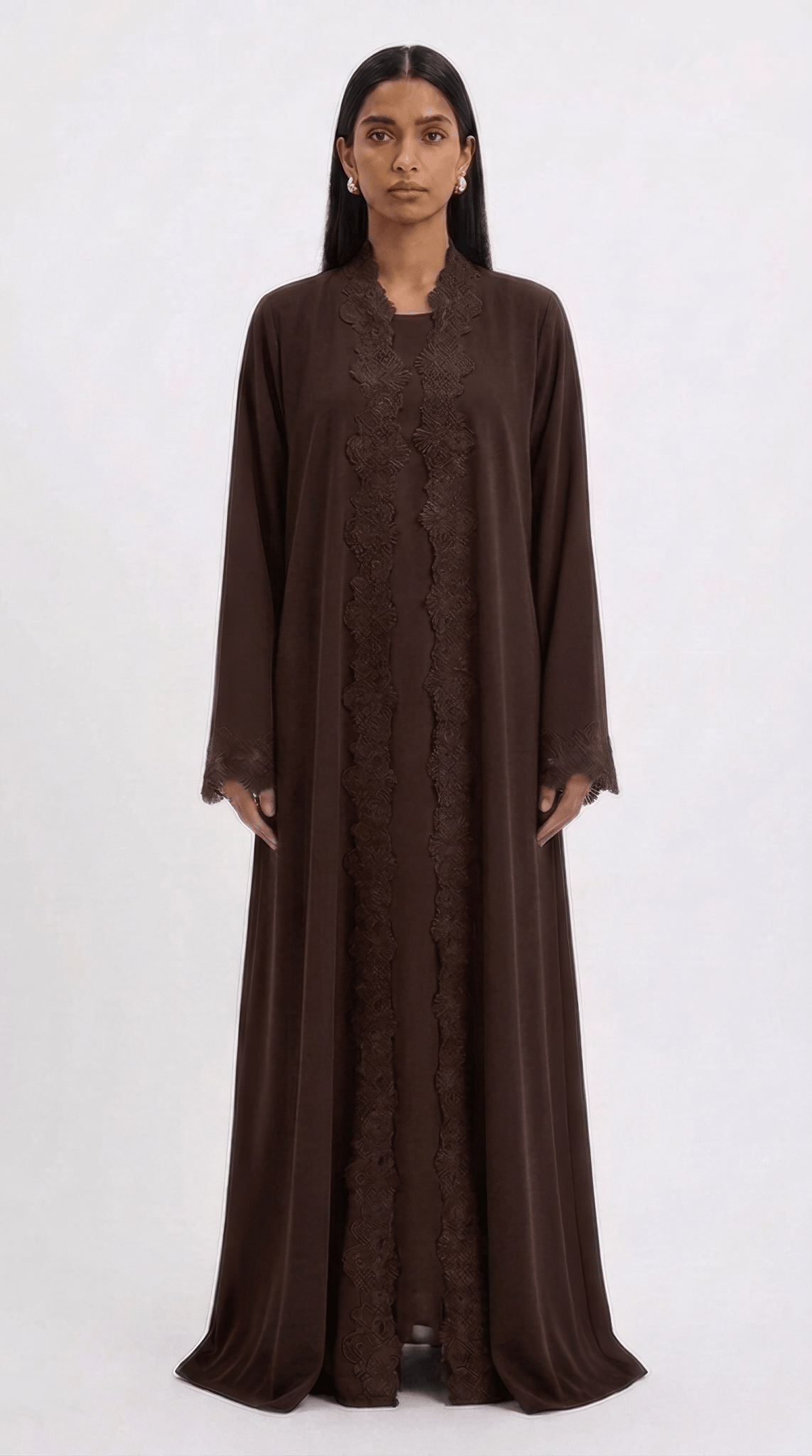 Nooré Abaya | Lace-Detail Modest Abaya - minoura