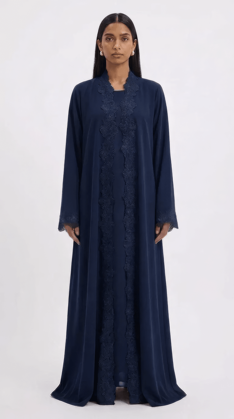 Nooré Abaya | Lace-Detail Modest Abaya - minoura