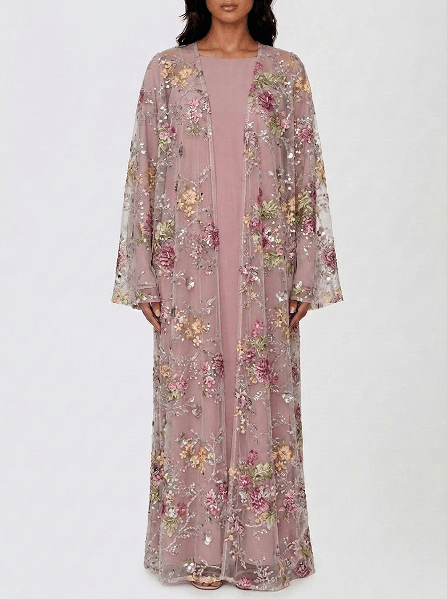 Rosé Bloom Abaya - minoura