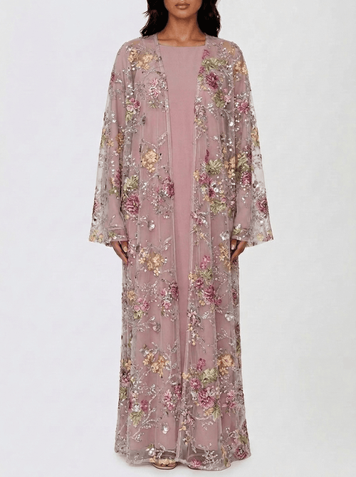 Rosé Bloom Abaya - minoura